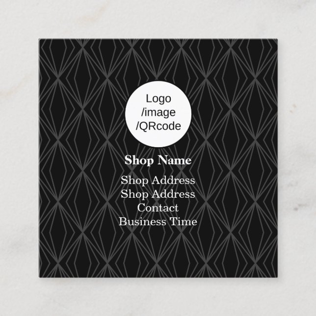 Modern Geometry Black Shop Fyrkantigt Visitkort (Framsida)