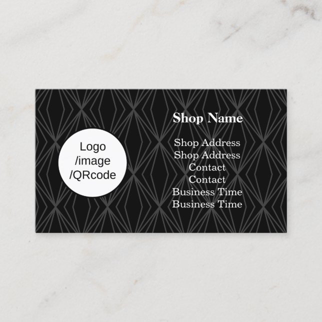 Modern Geometry Black Shop Visitkort (Framsida)