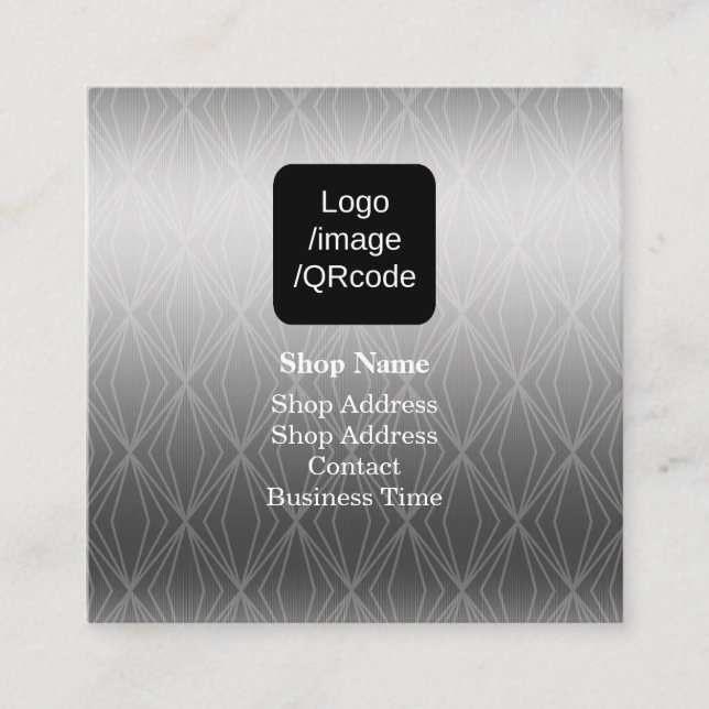Modern Geometry Metallic Silver Shop Fyrkantigt Visitkort (Framsida)