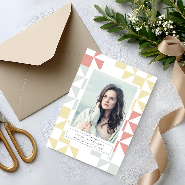 Modern Geometry Photo Graduation Invitation Inbjudningar (Skapare uppladdad)
