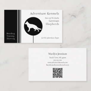 Modern German Shepherd Silhouette Black and White Visitkort