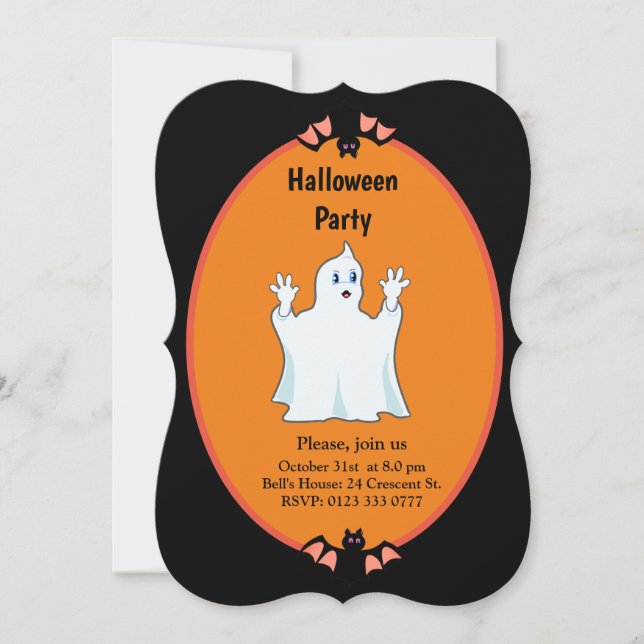 Modern Ghost & Fladdermöss Halloween-inbjudan Inbjudningar (Framsida)
