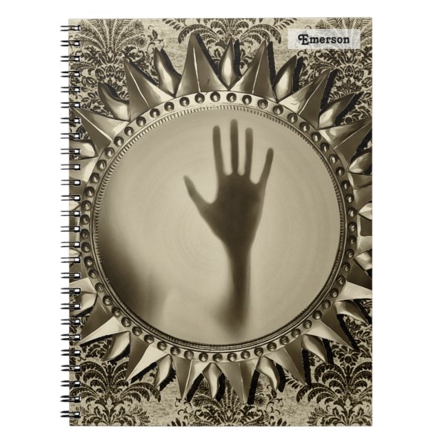 Modern Ghost Hand Reflection - Scary Bronze Spegel Anteckningsbok (Framsidan)