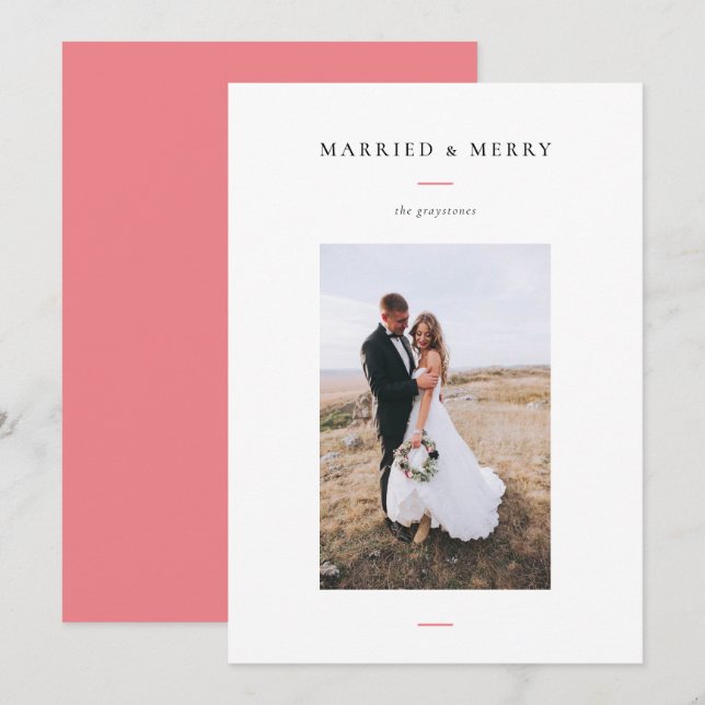 Modern Gift & Glad Jul Foto Julkort (Fram/baksida)