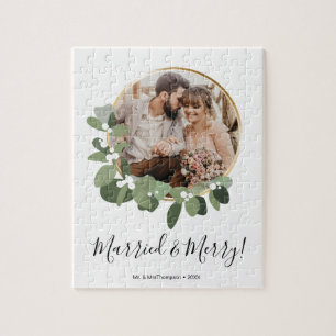 Modern, gift och god Bröllop-fotomul Pussel