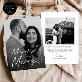 Modern gift och nylodrätt skript jul julkort