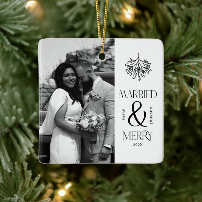 Modern, gift och nylovad jul julgransprydnad keramik (Träd)