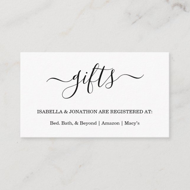 Modern gift-registerinfogning/inbjudningsbilaga tilläggskort (Framsida)