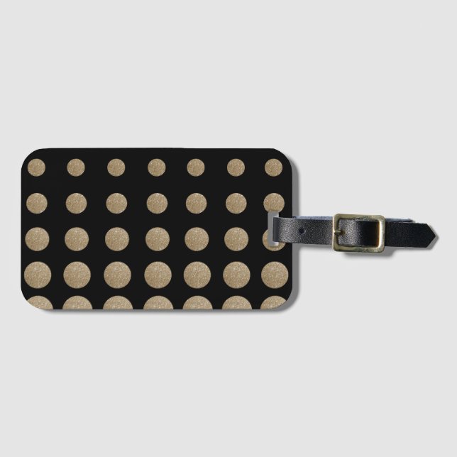modern, giftig, svart guld polka dots bagagebricka (Framsida horisontal)