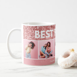 Modern giftigt fotoskript rosa glitter bestkompisa kaffemugg