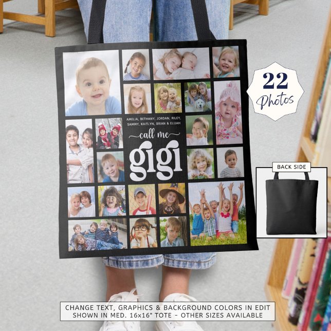Modern GIGI 22 Photo Collage Namn Tygkasse (Skapare uppladdad)