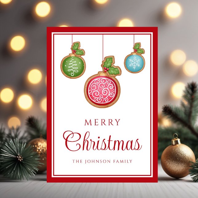 Modern Gingerbread Christmas Baubles  Julkort (Skapare uppladdad)