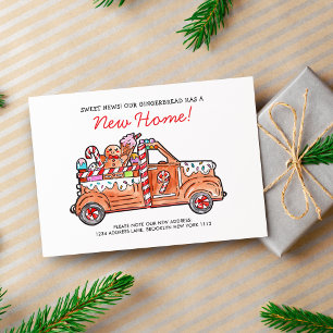 Modern Gingerbread Lastbil En Söt Nyhet Flyttar Julkort