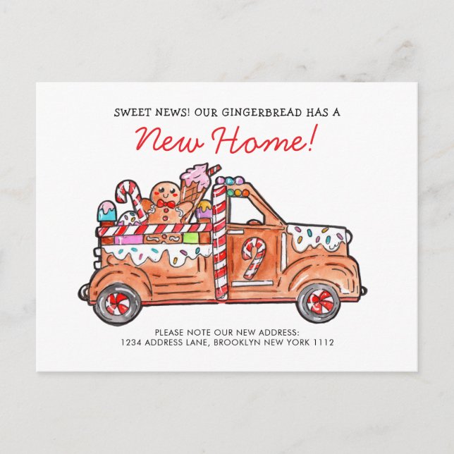 Modern Gingerbread Truck A Sweet News Moving Helg Vykort (Framsida)