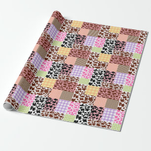 Modern Gingham Cowskin Patchwork Quilt Presentpapper