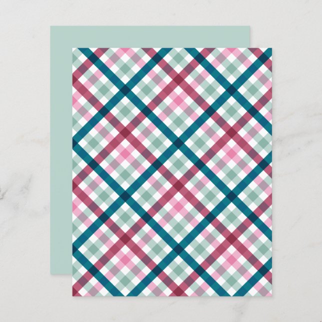 Modern Gingham Teal Magenta Rosa Mönster (Fram/baksida)