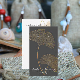 Modern Gingko Löv QR Code Earring Visning Visitkort