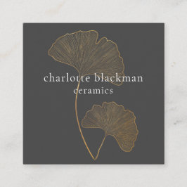 Modern Gingko Löv QR-kod Fyrkantigt Visitkort