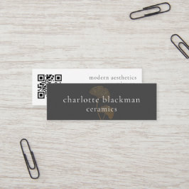 Modern Gingko Löv QR-kod Mini Visitkort