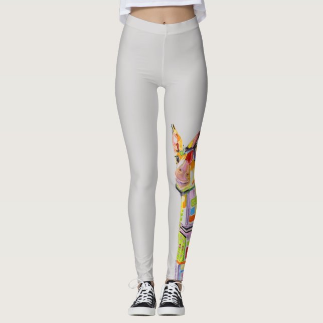 Modern giraffdamasker av konstnären Kim Guthrie Leggings (Framsida)