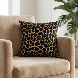 Modern Giraffe Animal Print Safari Brown Black Kudde