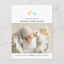 Modern Giraffe Elephant Photos Birth Meddelande Vykort