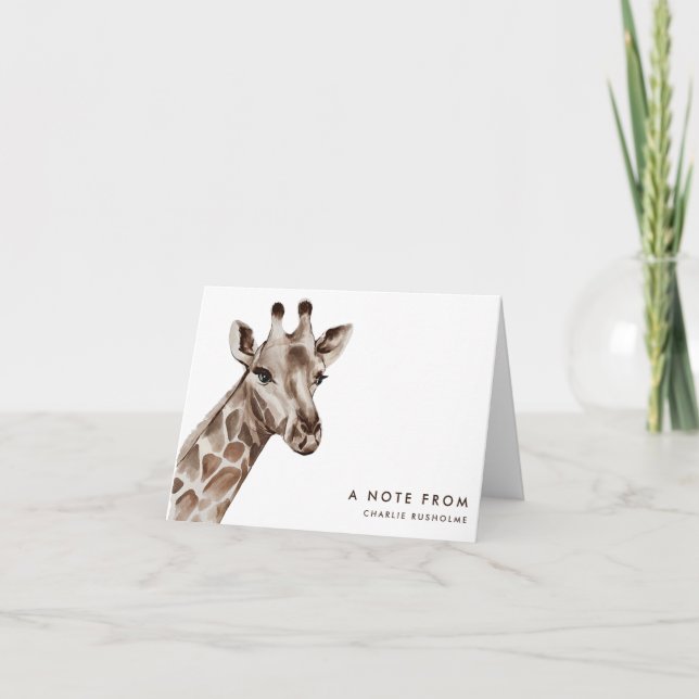 Modern Giraffe Personlig Stationery är mappad Anteckningskort (Framsida)