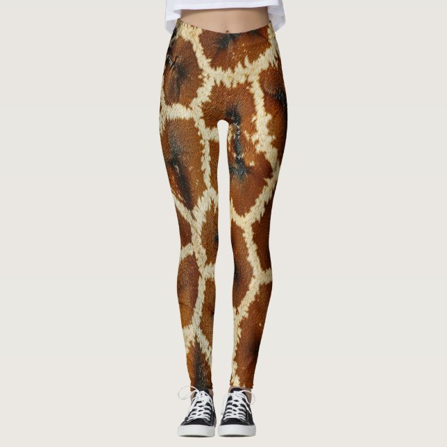 Modern Giraffe Skriv ut brunt Leggings (Framsida)