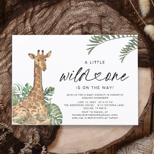 Modern Giraffe Vild - en babystövel Inbjudningar