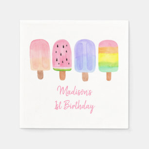 Modern Girl Popsicle Birthday Pappersservett