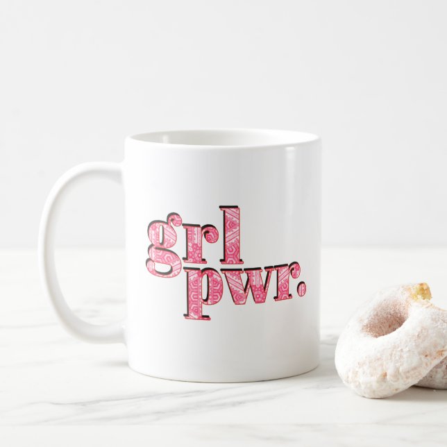 Modern Girl Power Feminist - eget namn Kaffemugg (Med munk)