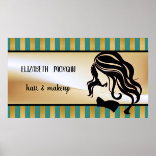 Modern Girl Silhouette,Rand,Hair,Makeup Poster