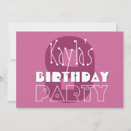 Modern Girls 9-årsdag Rosa Stjärnor Ver 002 W679 Inbjudningar