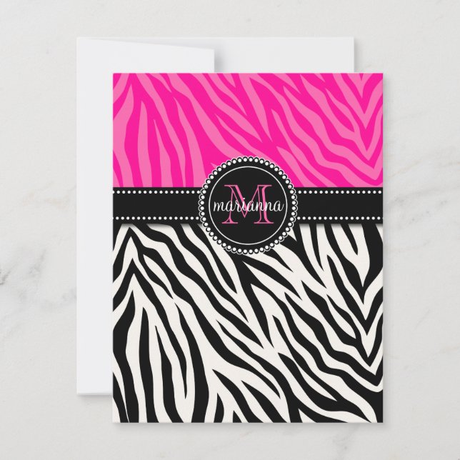 Modern Girly Black Rosa Zebra tryck Personlig (Framsida)