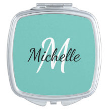 Modern Girly Blue Monogram Initial + Namn