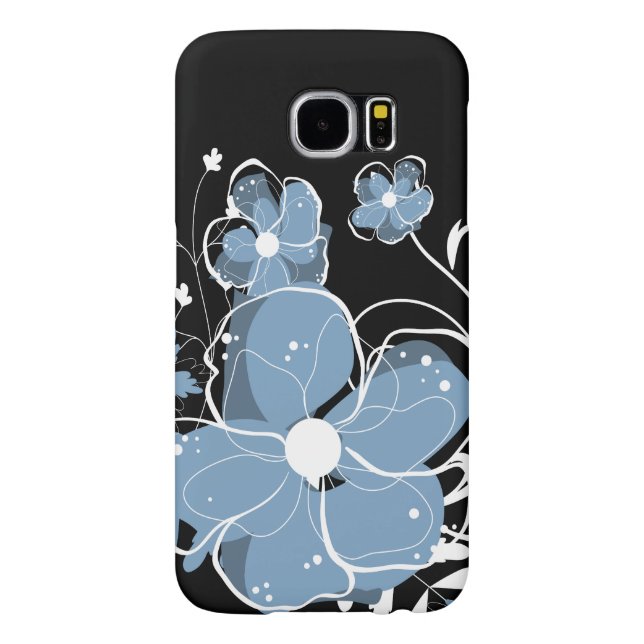 Modern Girly Blue och White Flowers (Baksidan)