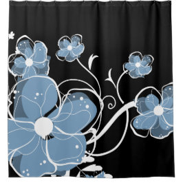 Modern Girly Blue och White Flowers