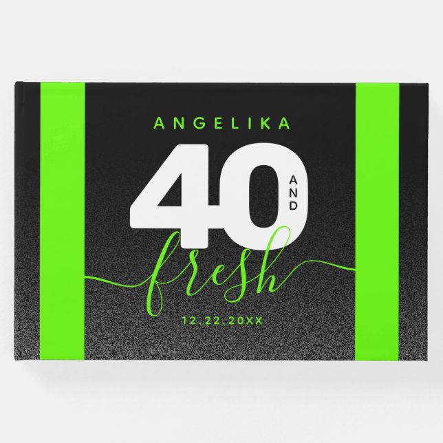 Modern Girly Bright-Grönt 40 och Färsk Gästböcker (Framsida)