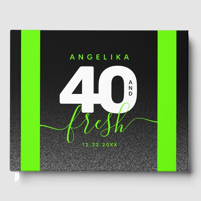 Modern Girly Bright-Grönt 40 och Färsk Gästböcker (Framsida)