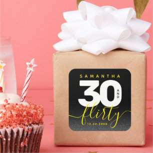 Modern Girly Bright Gult 30 och Flirty Fyrkantigt Klistermärke