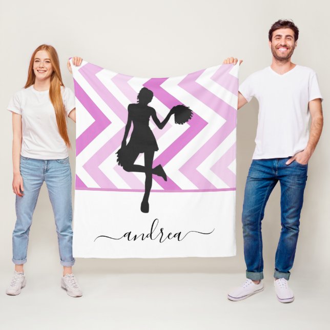 Modern Girly Cheer Rosa Cheerledare Cute Namn Roli Fleecefilt (På plats)