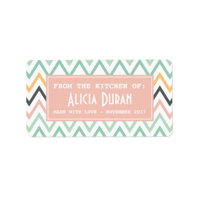 Modern Girly Chevron Personlig Homemade Product Adressetikett (Framsidan)