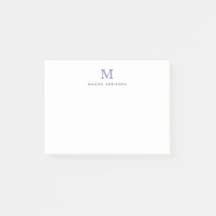 Modern Girly Chic Lila Violet Monogram Initial Post-it Block