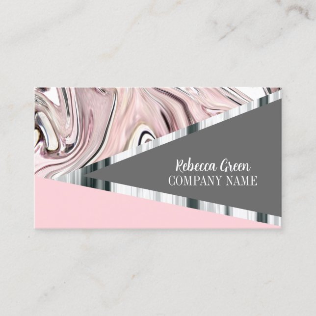 Modern Girly Chic Snyggt Rosa Grått Mode Beauty Visitkort (Framsida)
