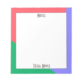 Modern Girly Coral Rosa Blue Grönt Monogrammed Anteckningsblock