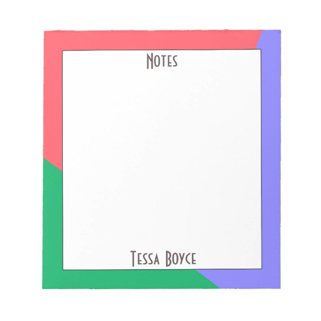 Modern Girly Coral Rosa Blue Grönt Monogrammed Anteckningsblock (Framsida)