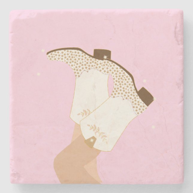 Modern Girly Cowgirl Boots Ben Stars Yeehaw Rosa Stenunderlägg (Framsidan)