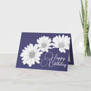 Modern Girly Daisy Blommigt Flower Lila Birthday Kort