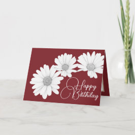Modern Girly Daisy Blommigt Flowers Red Birthday Kort