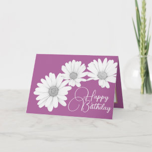 Modern Girly Daisy Blommigt Flowers Rosa Birthday Kort